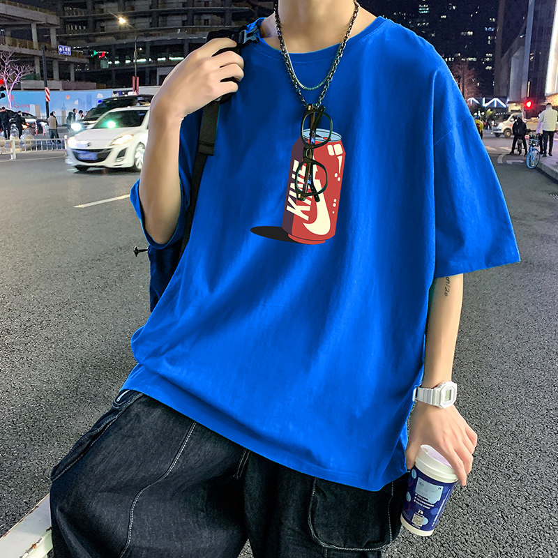 22夏季港风男士百搭休闲复古印花潮大码宽松圆领短袖T恤T6609-P15,男装T恤,星座815-2
