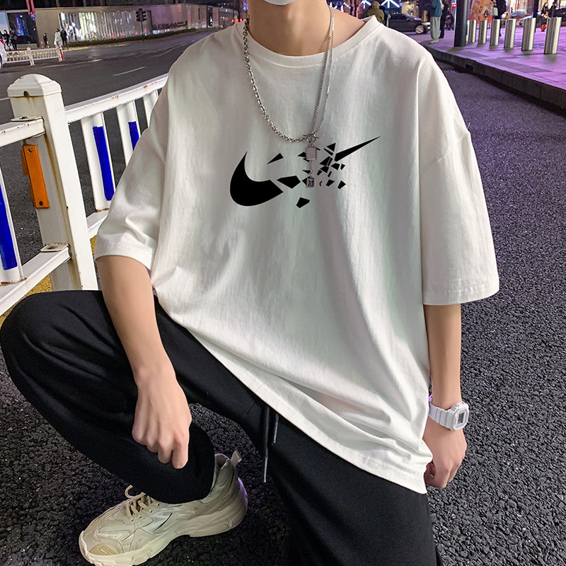 22夏季港风男士百搭休闲复古印花潮大码宽松圆领短袖T恤T6610-P15,男装T恤,星座815-2