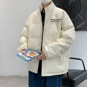 港风棉衣男PU皮棉服21年新款宽松面包服立领冬装棉袄M2102-P6105图片