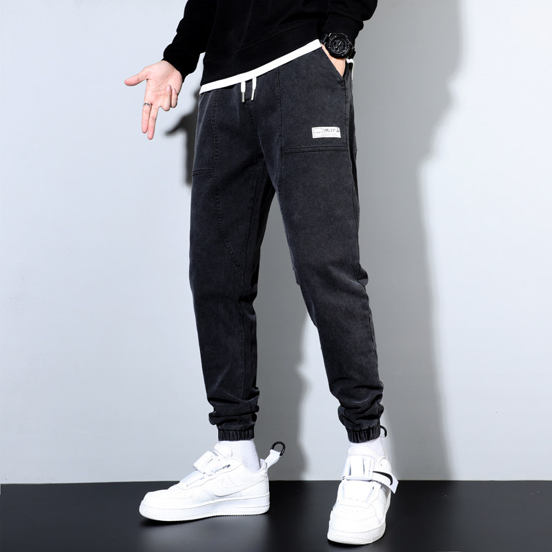 春夏季休闲牛仔裤男系绳宽松哈伦束脚个性工装潮K2135-P35,男装牛仔裤,星座815-2