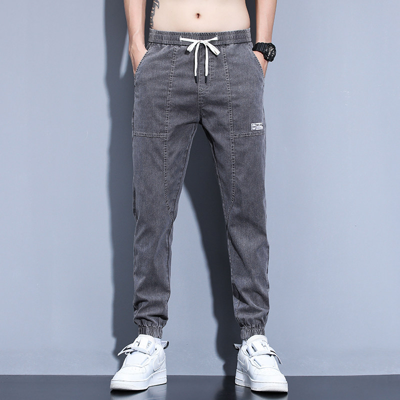 春夏季休闲牛仔裤男系绳宽松哈伦束脚个性工装潮K2135-P35,男装牛仔裤,星座815-2