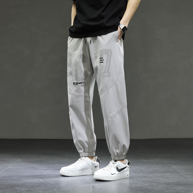 冰丝裤男夏季宽松束脚超薄垂感丝滑休闲长裤速干运动裤K2211-P35，男装休闲裤，星座815-2