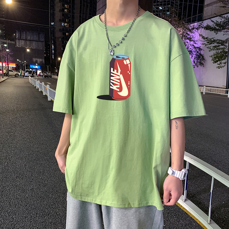 22夏季港风男士百搭休闲复古印花潮大码宽松圆领短袖T恤T6609-P15,男装T恤,星座815-2