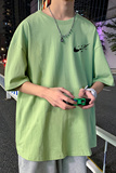 22夏季港风男士百搭休闲复古印花潮大码宽松圆领短袖T恤T6615-P15，男装T恤，星座815-2