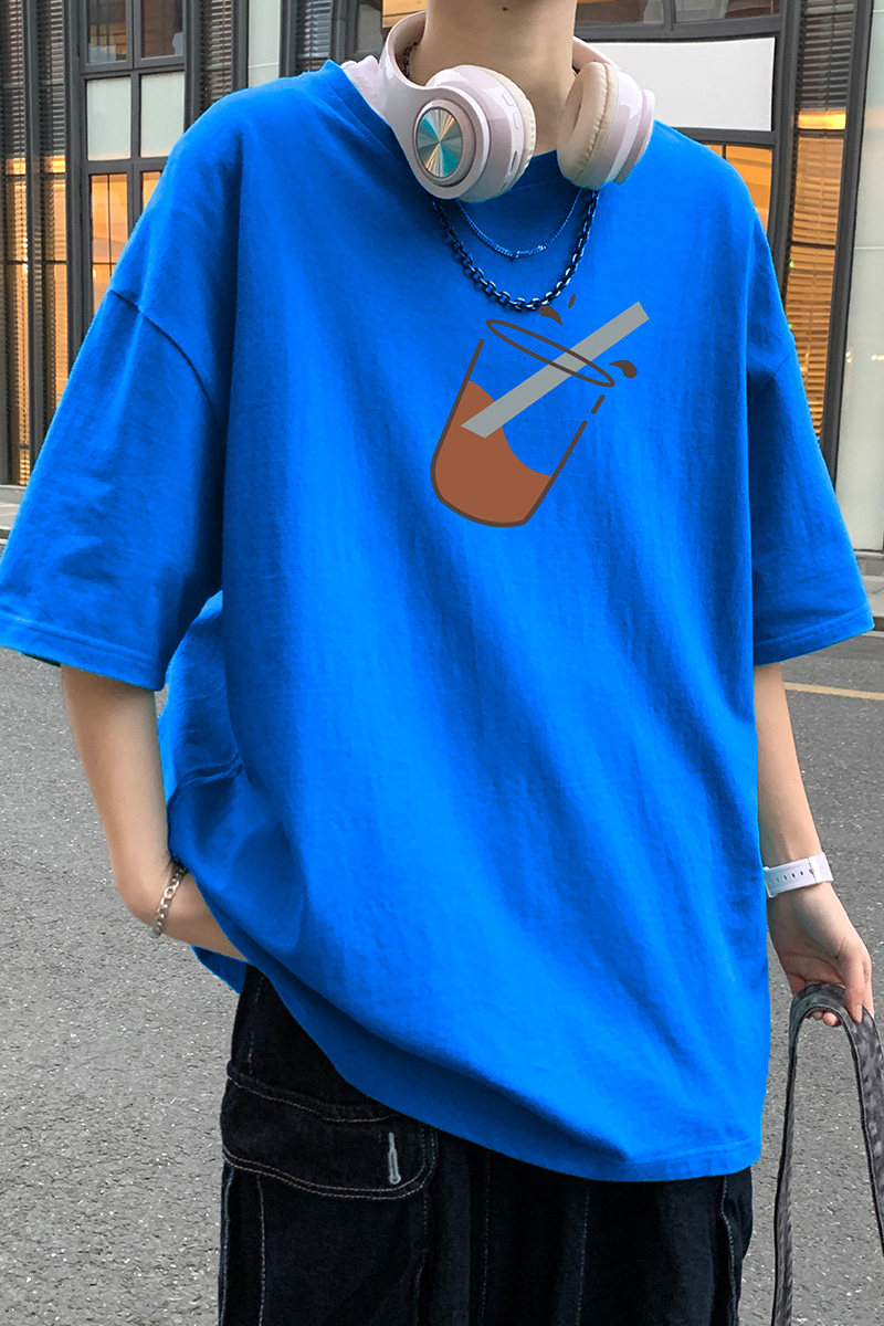 22夏季港风男士百搭休闲复古印花潮大码宽松圆领短袖T恤T6602-P15,男装T恤,星座815-2