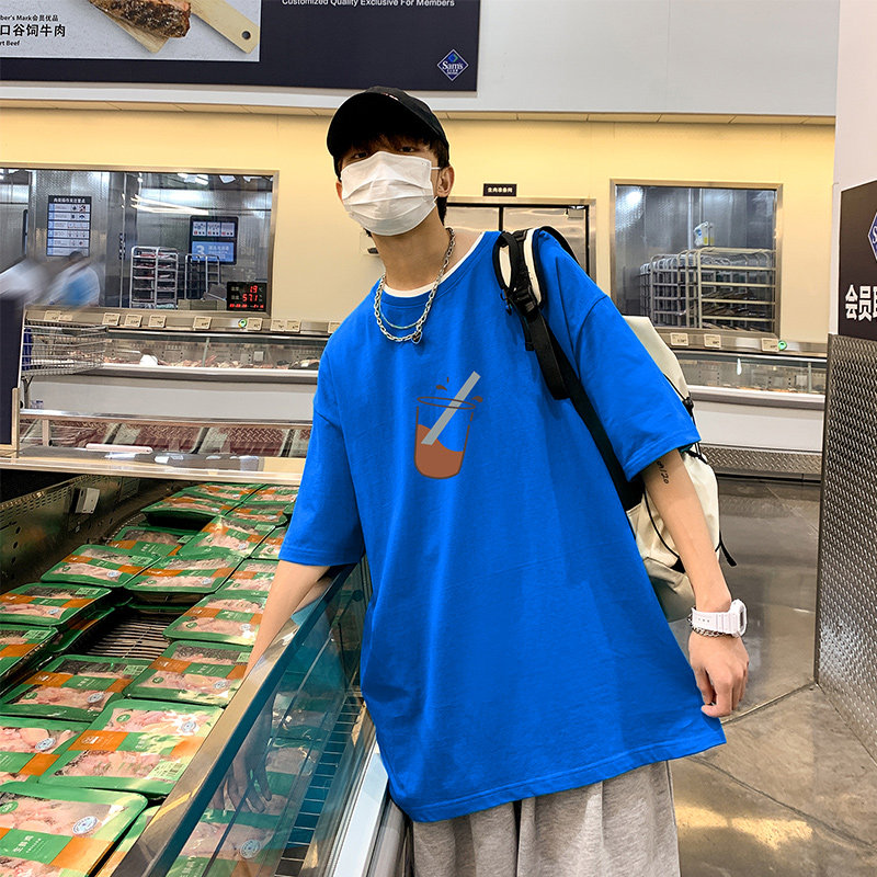 2024夏季新款短袖T恤男大码港风体恤潮牌潮流纯棉打底衫T6602-P15,男装T恤,星座815-2