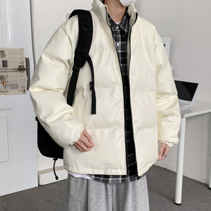 男装棉衣男PU皮棉服2023年新款宽松面包服立领冬装棉袄M2101-P105图片
