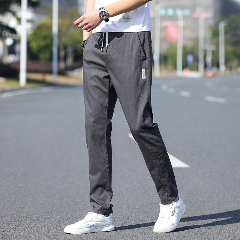 22春款仿牛仔修身直筒长裤百搭宽松休闲裤小脚裤拼接裤K1080-P42,男装休闲裤,星座815-2