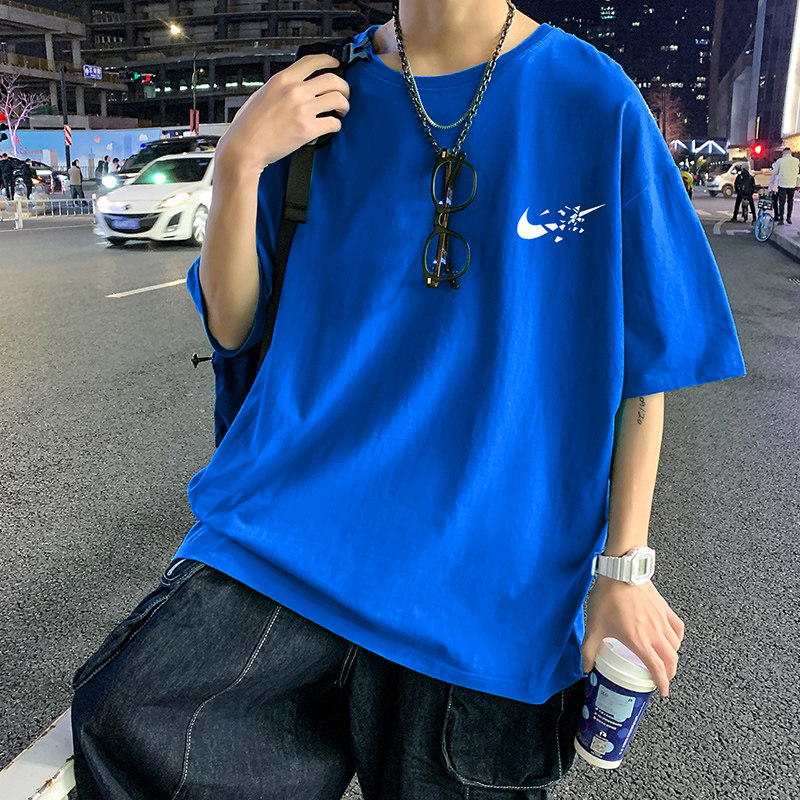 22夏季港风男士百搭休闲复古印花潮大码宽松圆领短袖T恤T6615-P15,男装T恤,星座815-2
