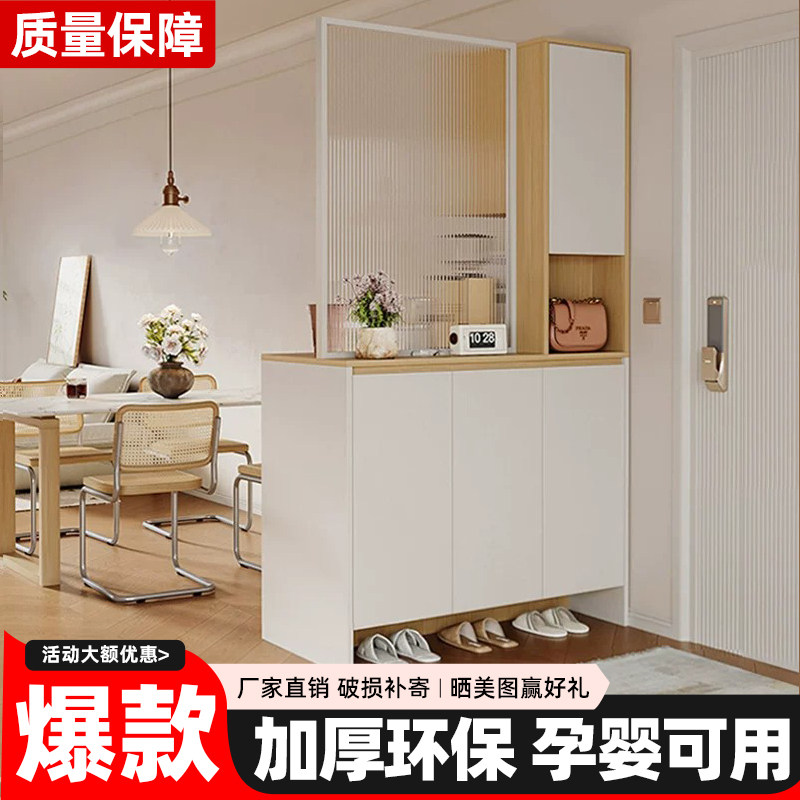 实木玄关柜入户正对门客厅双面隔断屏风鞋柜一体定制转角储物柜子