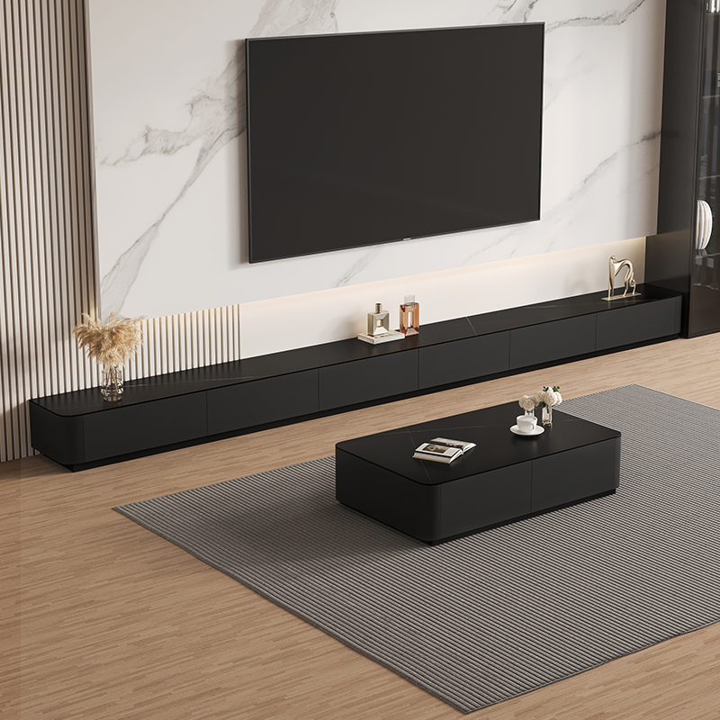 北欧黑色电视柜茶几组合