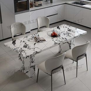 全宝格丽白岩板餐桌极简高级感家用意式轻奢客厅小户型设计师饭桌