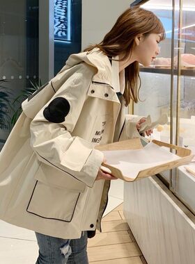 潮牌工装外套风衣女2025年春秋季新款韩版时尚宽松夹克学院风上衣