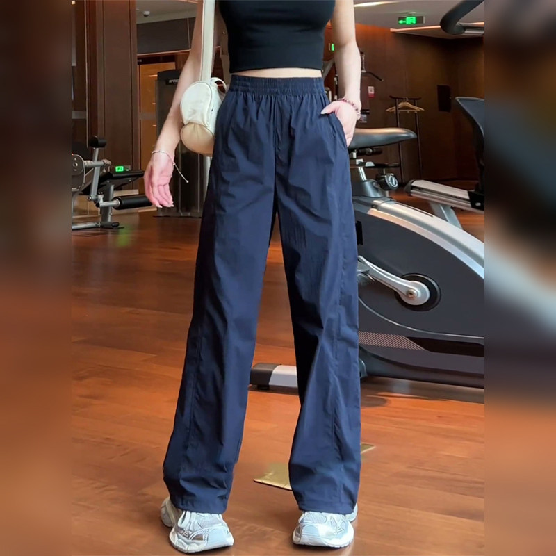 潮牌速干工装裤女款夏季新款梨形身材宽松显瘦休闲直筒阔腿运动裤