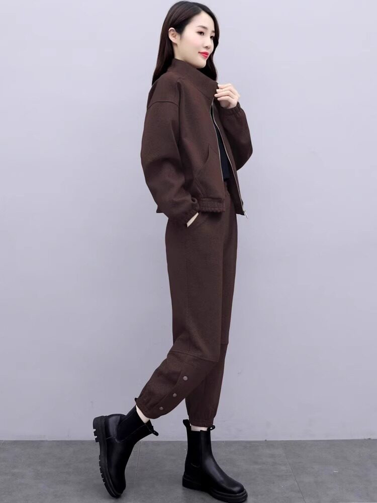 潮牌时尚休闲裤套装女2025春秋新款小个子洋气显瘦减龄工装两件套