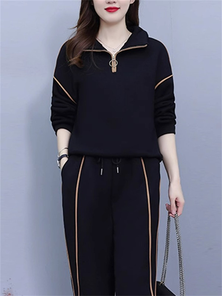 潮牌大码休闲运动套装女2025春秋新款时尚洋气宽松卫衣卫裤两件套