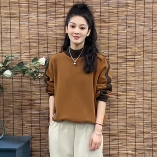 减龄长袖 奥粒绒加绒加厚休闲百搭设计款 卫衣T恤 冬新款 2025年新款