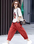 水洗棉休闲哈伦裤 两件套装 潮 字母印花短袖 T恤 女2025年夏季 新款