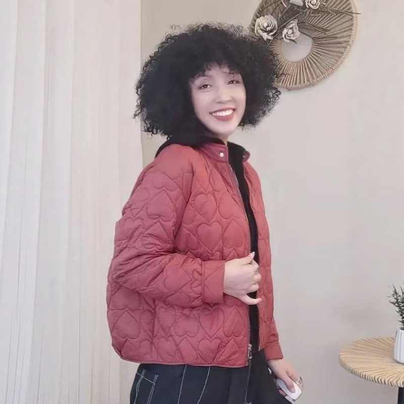2025年秋冬新爆款立领夹棉棉衣时尚潮流小版洋气心形棉袄薄棉服女