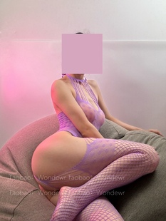 Wondewr：嫂子的气息*蕾丝网纱气质紫色挂脖网纱镂空性感连体衣