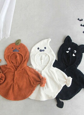 万圣节儿童帽衫ins款节日主题造型长袖婴幼儿毛绒披风上衣