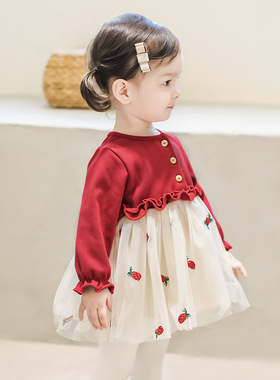 女宝宝公主裙3岁女童连衣裙1周岁礼服婴儿纱裙洋气加绒裙子