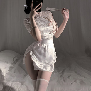 性感成熟御姐cosplay中华娘旗袍套装 纯欲制服女仆围裙半透睡裙女
