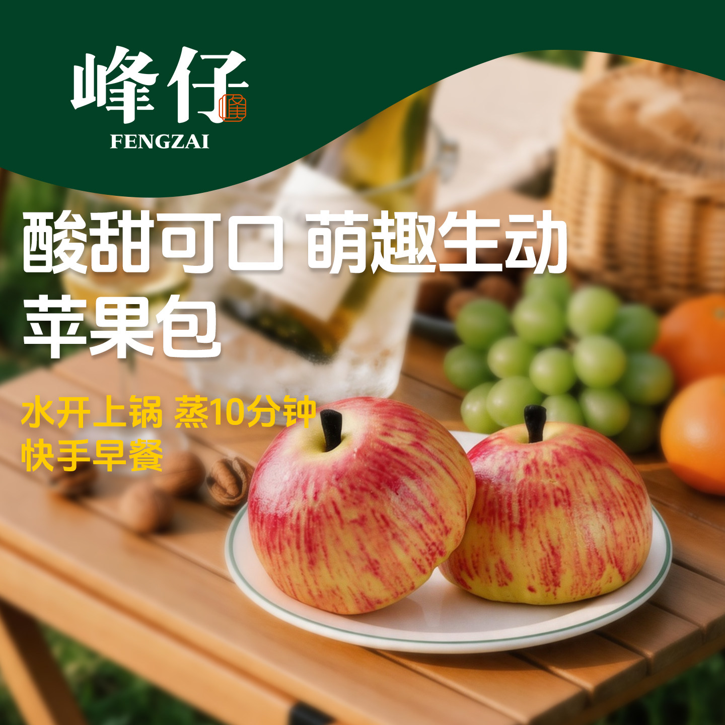 峰仔苹果包桔子包早餐半成品包子儿童卡通包山楂流沙包馒头流心包