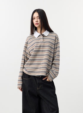 Set for life 25FW撞色条纹慵懒Polo