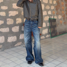 Set for life 25FW 复古水洗靛蓝15.1盎司大牛猫须牛仔裤