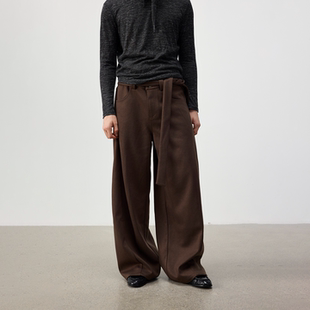 25FW羊毛混纺解构微阔腰带剑道弯刀西裤 life for Set