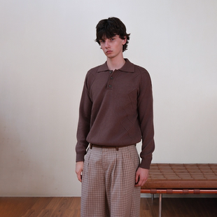 25FW life 复古水洗POLO领菱格花纱毛衣 for Set