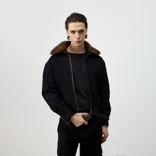 Set for life 25FW 水洗做旧加密帆布仿兔毛可拆毛领座山雕