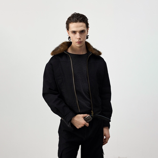 25FW life 水洗做旧加密帆布仿兔毛可拆毛领座山雕 for Set