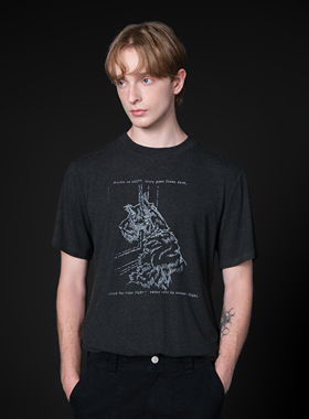 Set for life 25SS “牛头梗与西高地”印花羊毛混纺坑条短宽短袖