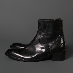 25SS life 复古水洗做旧马皮固特异雕花刺绣尖头靴切尔西 for Set