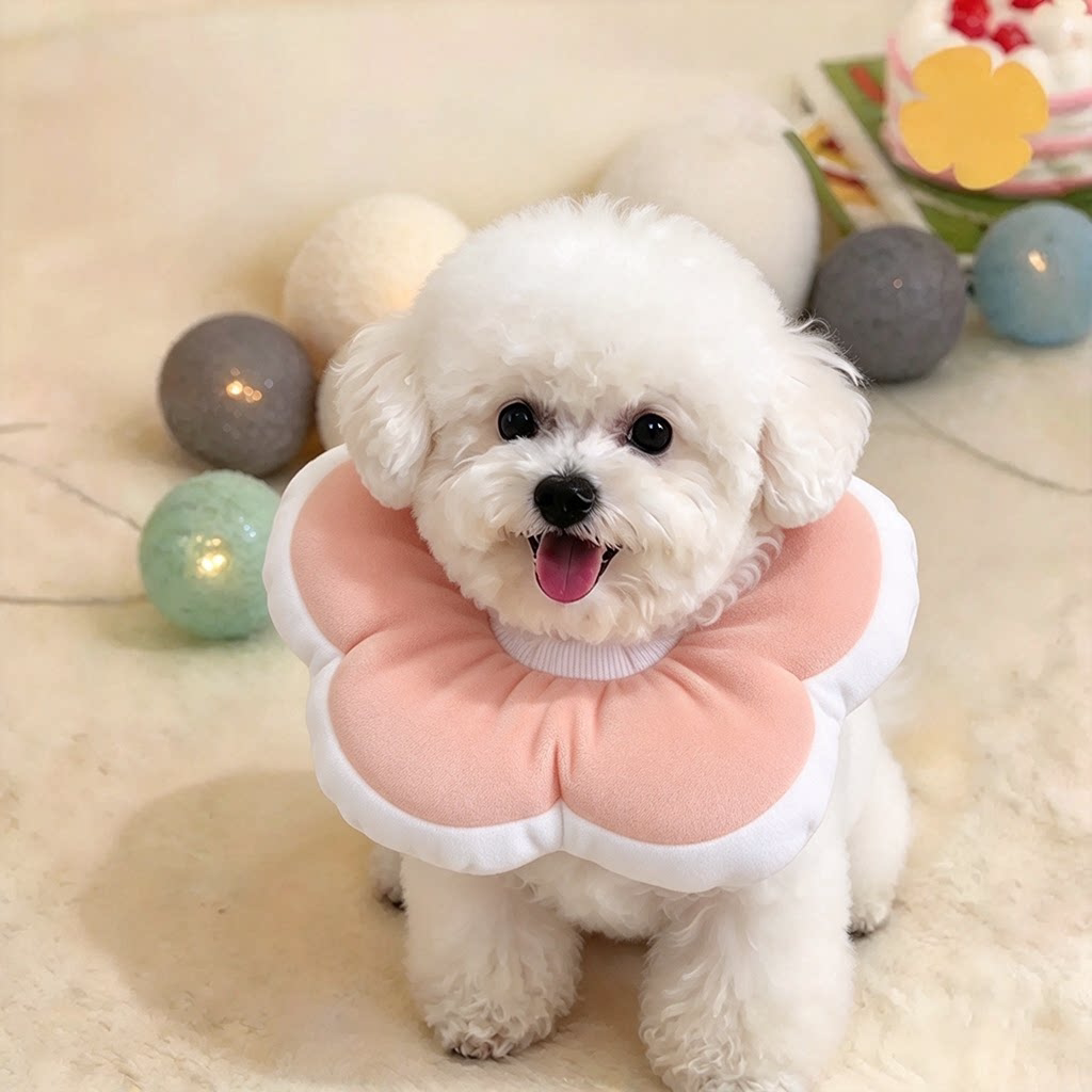 小型犬术后专用防水防舔防护项圈比熊高颜值花朵造型可爱宠物用品