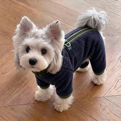 狗狗衣服冬装比熊马尔济斯保暖冬季外出防脏幼犬可牵引加绒四脚衣