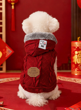 狗狗新年衣服冬天红色喜庆拜年泰迪马尔济斯防着凉加绒高颜值棉衣