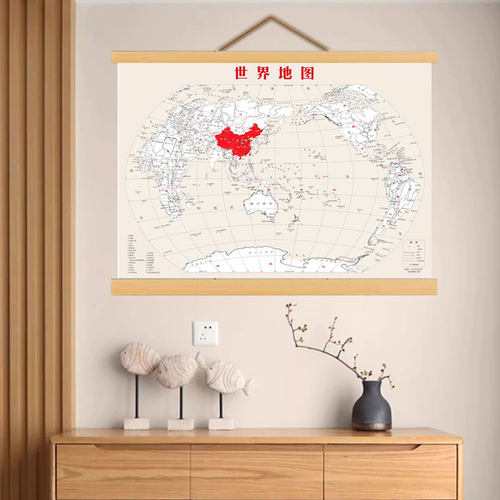 世界手绘地图国界划分墙贴