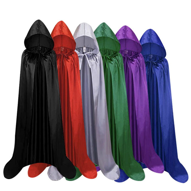 Halloween Satin Reaper Wizard Cloak 成人儿童死神巫师披风