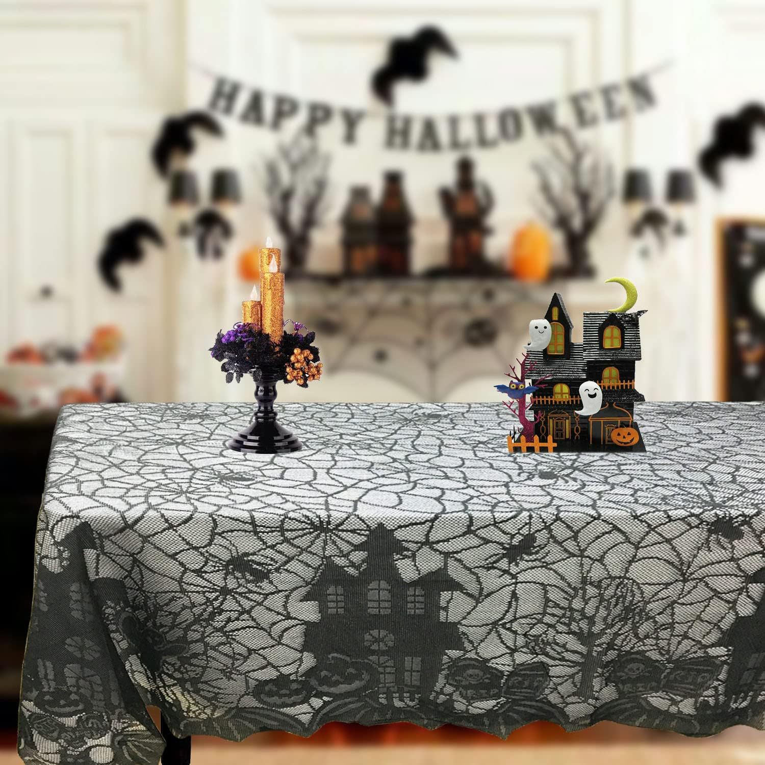 HalloweenBlackSpiderWebLace