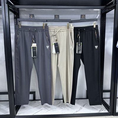 爆冰裤！2025新款夏季男士松紧腰弹力抽绳直筒冰丝速干休闲裤