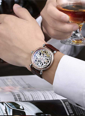 AILANG双面镂空自机械表男表潮流时尚防水腕表高端商务休闲务男表