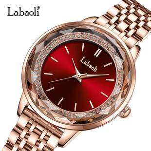 拉宝丽女表直播热卖时尚手表女士镶钻玫金石轻奢英表