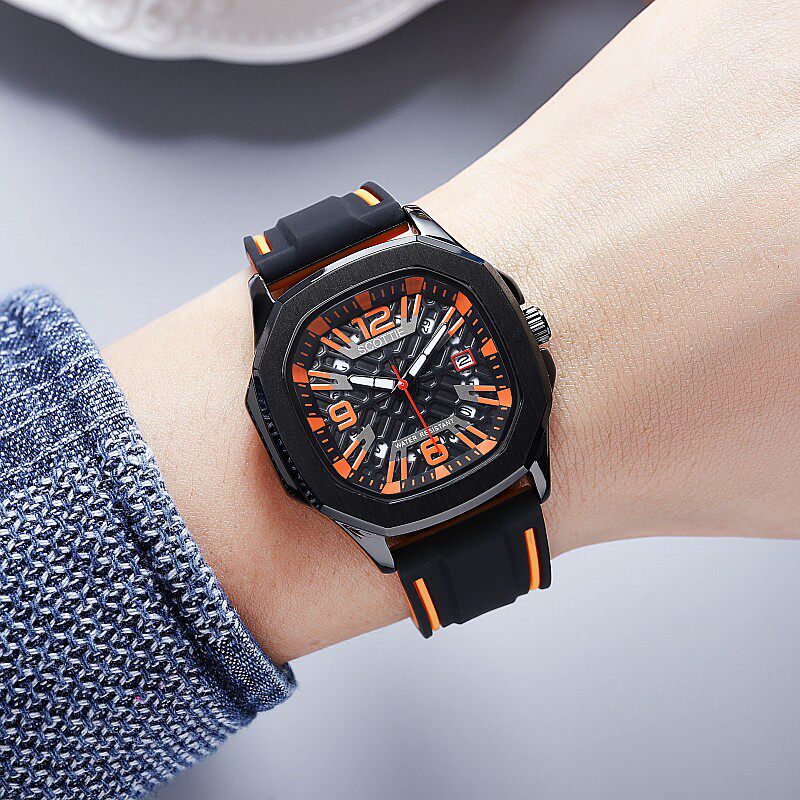 诗高迪时尚个性韩版防水时尚潮流气质男士胶带不锈钢表带石英表