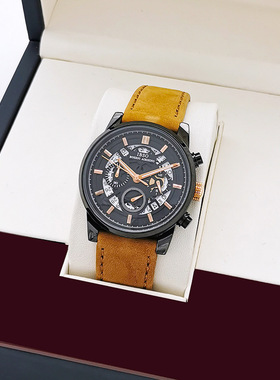 IBSO新款手表男多功能时尚潮流学生防水男士真皮高级轻奢男表