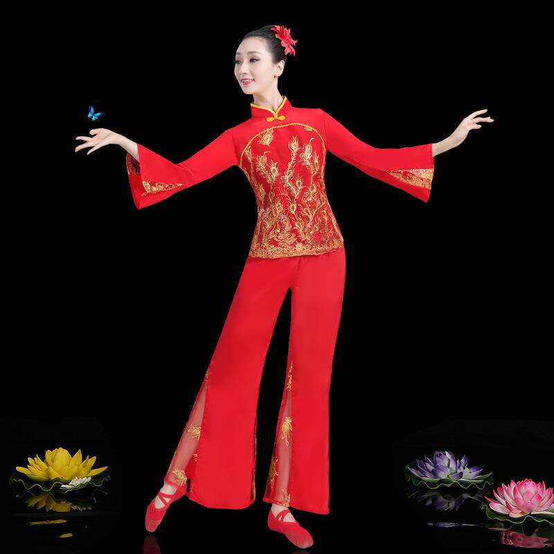 新款新款秧歌服中老年广场舞扇子舞喜庆开门红手绢打鼓演出表演服