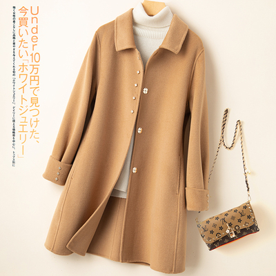 纯羊毛中长款宽松大码毛呢外套