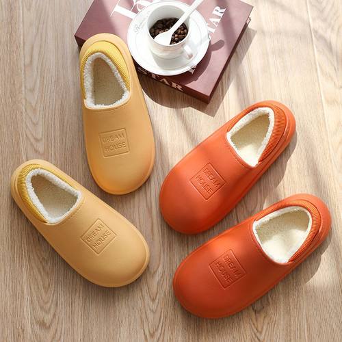 Waterproof and antiskid lovers' household cotton slippers
